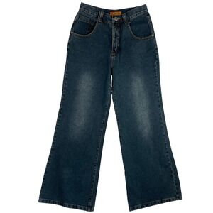 Bao Ma Jeans Women's Wide Leg Denim‎ Jeans Size 28 Blue Y2K Style (26W x 29L)